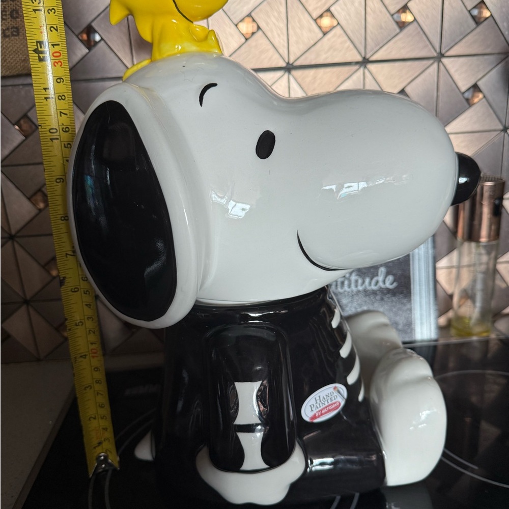 Peanuts Snoopy & Woodstock Black White Yellow Cookie Jar